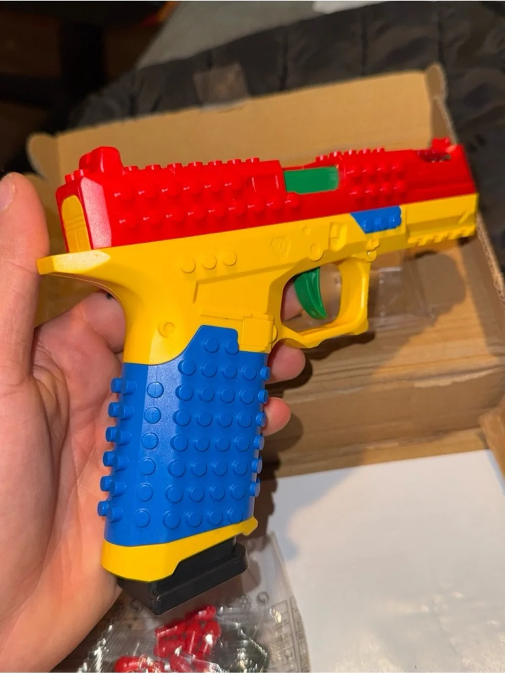 Colorful Kids Building Block Blaster - Red, Yellow & Blue